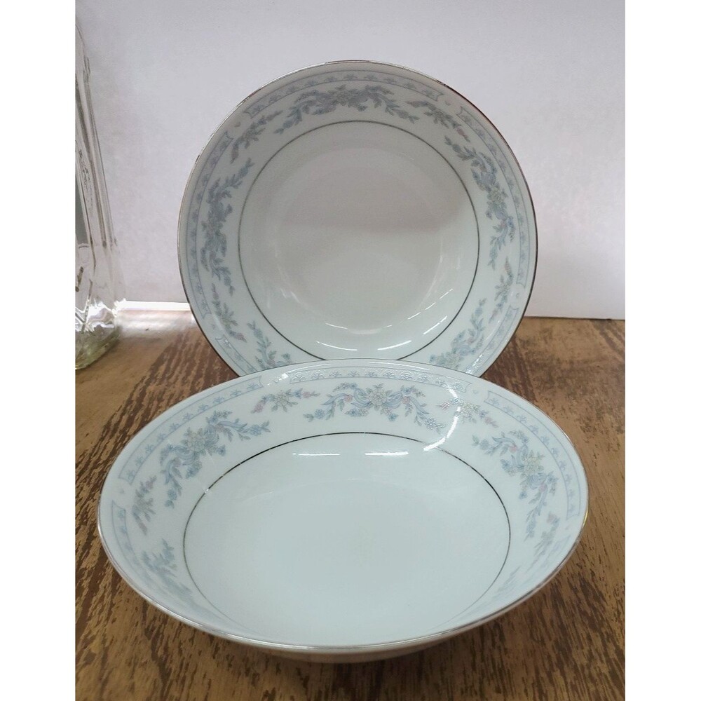 Lot of 2 Vintage Somerset by Excel Coupe Cereal Soup Bowls 6-1/4" Platinum Trim